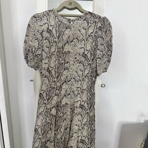 Reformation Snake Print Puff Sleeve Dress